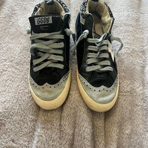 Golden Goose Black and Gray Mid Star Sneakers